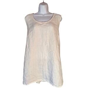 NWOT FLAX Womens Oversized Lagenlook Linen Cream Tank M (10-14)